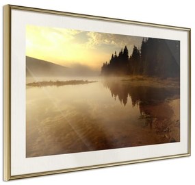 Poster  Fog Over the Water  Cornice Quadri Cornice d'oro con passe-partout, Larghezza x Altezza Home decor 90x60