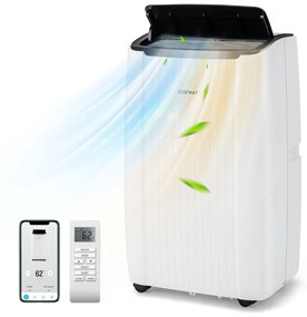 Costway Condizionatore d'aria portatile da 12000 BTU intelligente 4-in-1 con WiFi, Unità AC domestica per stanze fino a 42㎡ Bianco