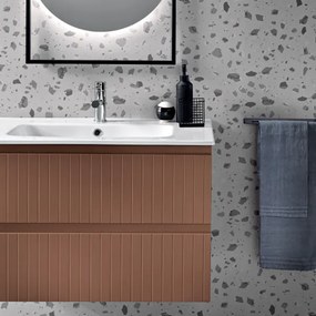 Mobile da bagno sospeso moderno con base 80 ARTICO con 2 cassetti e lavabo RUGGINE