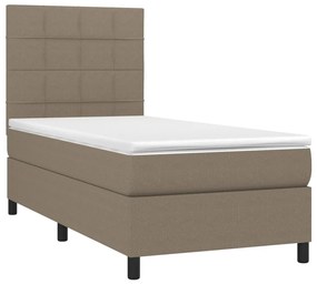 Letto a molle con materasso e led tortora 90x190 cm in tessuto