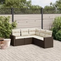 Set Divano da Giardino 5 pz con Cuscini Marrone in Polyrattan 3218943