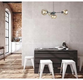 Lampadario a sospensione con filo KALIOPE 4xE27/60W/230V nero/fumé beige