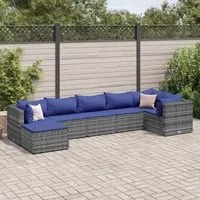 Set Divani da Giardino 7 pz con Cuscini in Polyrattan Grigio 3308231