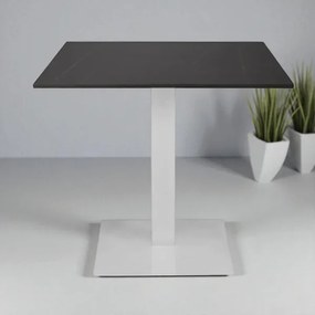 Tavolo bar pub ristorante base bianca Top 80x80 cm esterno effetto marmo Nero H 75