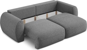 Divano grigio scuro allungabile/con contenitore con rivestimento in velluto a coste 266 cm Kini – Makamii