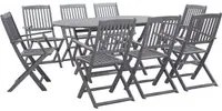 Set da Pranzo per Giardino 9 pz Legno Massello di Acacia Grigio 278924