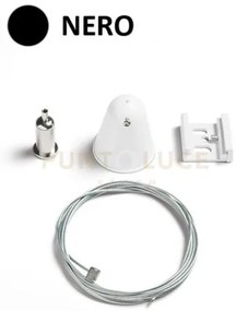 Kit sospensione binario colore nero e blocca cavo a soffitto 200cm