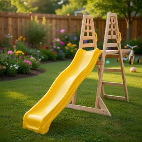 Scivolo da Giardino 262x60x183cm Certificato Fsc in Legno Giallo...