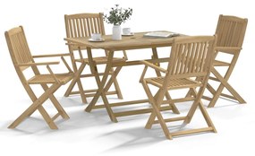 Set da pranzo per giardino 5 pz in legno massello di acacia