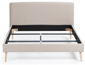 Kave Home - Letto Dyla sfoderabile beige, con gambe in faggio massiccio per materasso da 160 x 200 cm