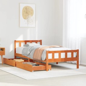 Letto Senza Materasso Marrone Cera 75x190 Cm İn Legno Di Pino /