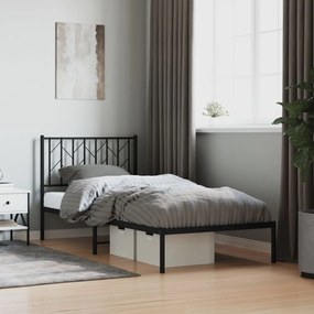 Giroletto Con Testiera İn Metallo Nero 90x190 Cm /