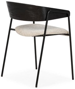 Set di sedie da pranzo nera/beige in imbottito con braccioli 2 pz Cora – MOME
