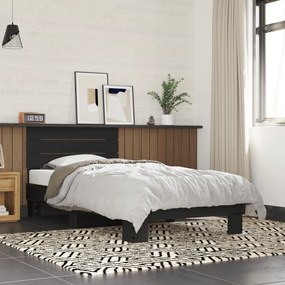 Giroletto nero 90x190 cm in legno multistrato e metallo