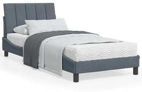 Letto Con Materasso Grigio Scuro 90x200 Cm İn Velluto /
