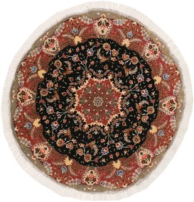 Tabriz Tappeto 150 x 150 Nero (Iran) Annodato A Mano