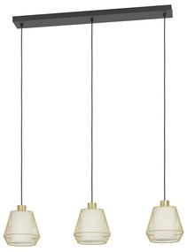 Lampadario A Sospensione Moderno Ciudadela Acciaio Nero Ottone 3 Luci E27