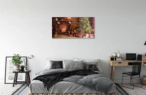 Quadro acrilico Lampada per regali per alberi di Natale del camino 100x50 cm