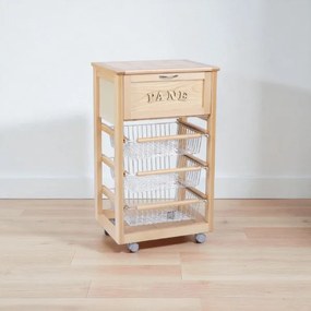 Carrello in legno portapane con cesti portafrutta LANDHELL Naturale