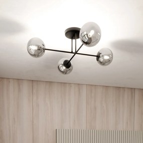 Lampadario da Soffitto in Acciaio ROMA 4 Nero 4xE14