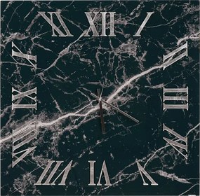 Orologio quadrato effetto marmo in vetro temperato Nero 65x65 cm - WALM