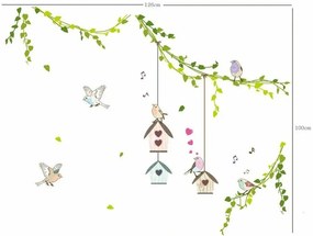 Set di adesivi murali Gabbie per uccelli nella foresta - Ambiance