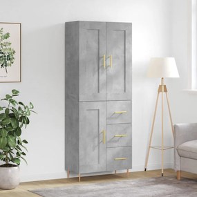 Credenza Grigio Cemento 69,5x34x180 cm in Legno Multistrato