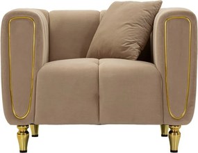 Poltrona grigio tortora con poggioli/con gambe con rivestimento in velluto Alma – Mauro Ferretti