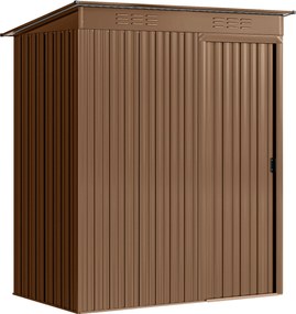 Casetta da Giardino 159x106x181 cm con Prese d'Aria e Porta Scorrevole in Metallo Marrone...