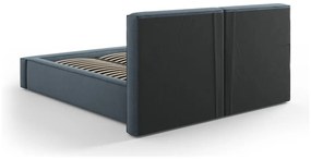 Letto matrimoniale imbottito blu scuro con contenitore e rete inclusi 200x200 cm Arendal - Cosmopolitan Design