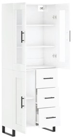 Credenza bianco lucido 69,5x34x180 cm in legno multistrato