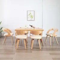 Sedie da Pranzo 6 pz Crema in Legno Piegato e Similpelle 278845