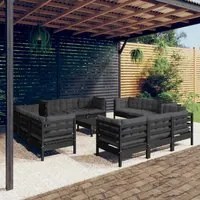 Set Divani da Giardino 13 pz con Cuscini Antracite Legno di Pino 3096074