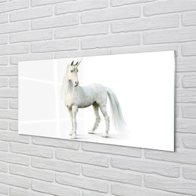 Quadro vetro acrilico Unicorno bianco 100x50 cm