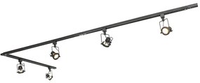 Sistema di illuminazione a binario moderno con 5 faretti nero 1 fase - Iconic Suplux