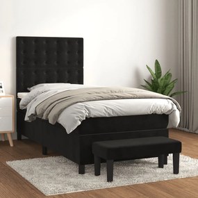 Giroletto A Molle Con Materasso Nero 100x200 Cm İn Velluto /