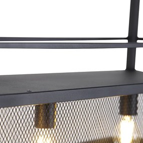 Lampada a sospensione industriale nera con rete 4 luci - Cage Rack