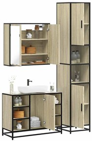 Set Mobili Da Bagno 3 Pz Rovere Sonoma İn Legno Multistrato /