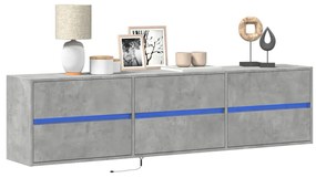 Mobile Tv A Parete Con Led Grigio Cemento 180x31x45 Cm /