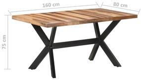 Tavolo da Pranzo 160x80x75 cm Legno Massello con Finitura Miele