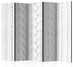 Paravento design Intreccio bianco II - tessuto bianco, treccia