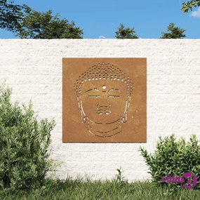 vidaXL Decorazione Muro Giardino 55x55 cm Testa Buddha Acciaio Corten