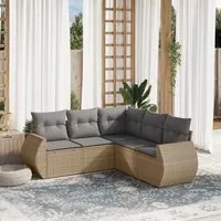 Set Divano da Giardino 5 pz con Cuscini Beige in Polyrattan 3253686