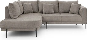 Divano angolare grigio tortora (con penisola a sinistra/a L) con rivestimento in ciniglia Mauris – Ropez