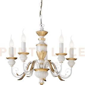 Firenze lampadario a sospensione 5 luci attacco e14 bianco e foglia...