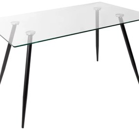 Tavolo vetro trasparente+gambe nere