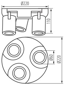 Kanlux 38963 - Faretto LAURIN 3xGU10/10W/230V ottone/nero