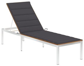 Sdraio Con Cuscino İn Legno Massello Di Acacia E Acciaio Inox /