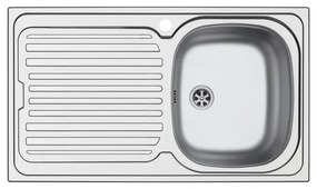 Lavello integrato 1 vasca con gocciolatoio a sinistra DELINIA Aurora inox L 50 x L 86 cm argento
