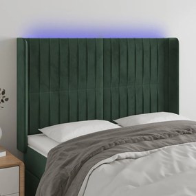 Testiera A Led Verde Scuro 147x16x118/128 Cm İn Velluto /